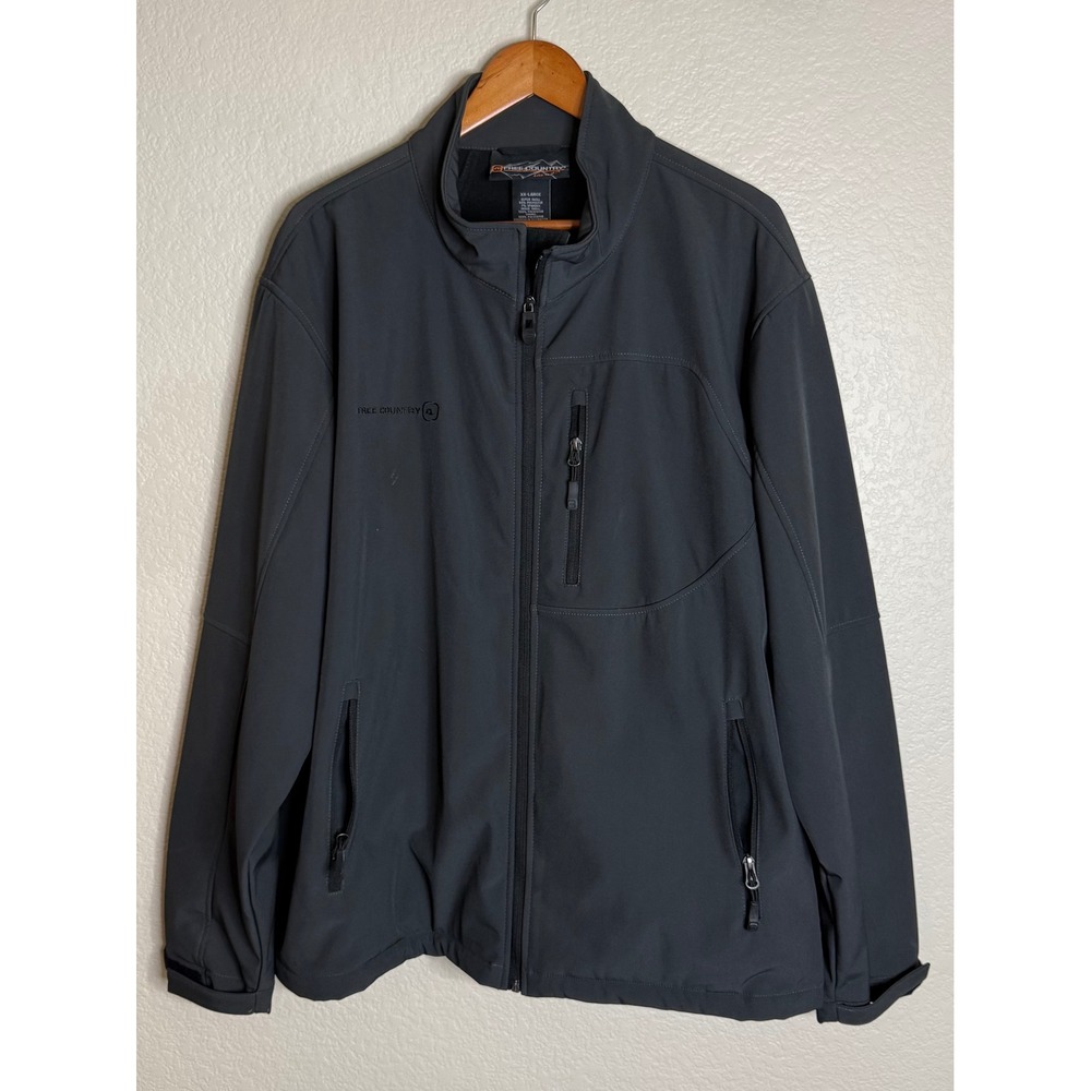 Free Country Mens XX Large Softshell Jacket Gray Fleece Lined Full Zip Outdoor